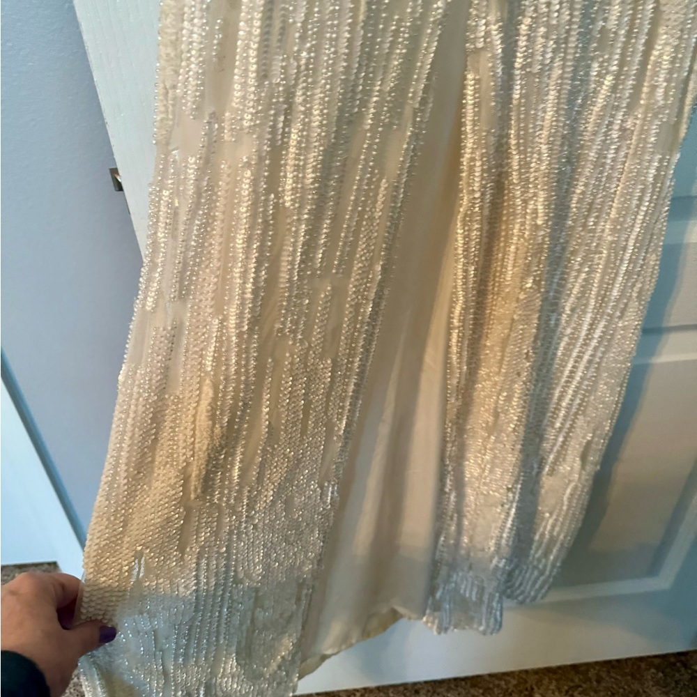Parker, Ivory Beaded Gown, Size 6, Floor length, Sleeveless - Picture 6 of 11